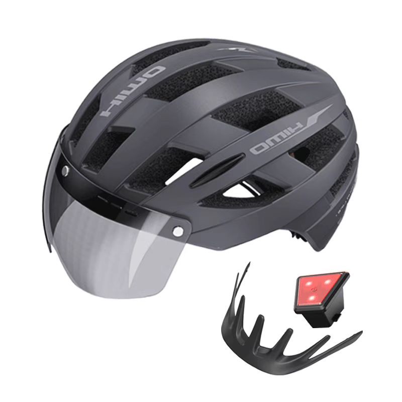 Ride Helmet Cushioning Commuter Battery Bicycle Grey