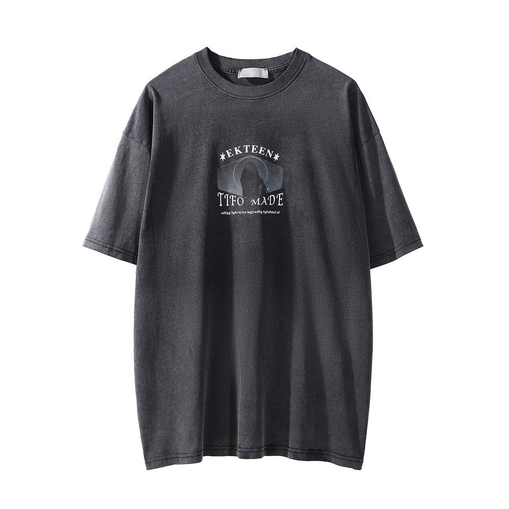 Fashion American Printed T-shirt Men Retro Black