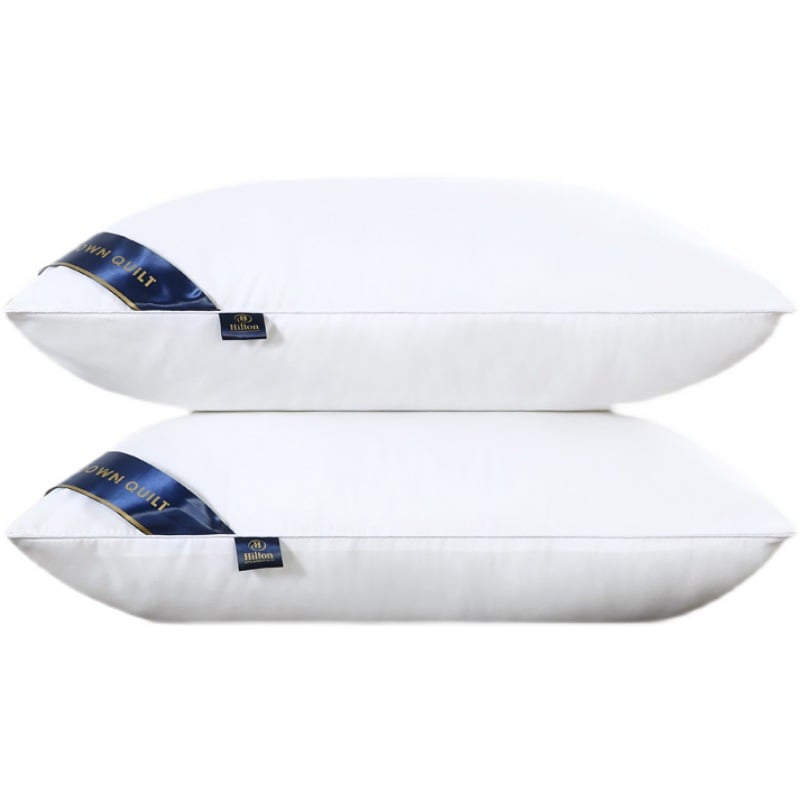 Hilton Hotel Feather Velvet High Rebound Pillow Pillow Core Household Adult Single Neck Pillow Fiber Pillow Core One-sided smooth white one-piece bilateral high pillow weighs about 950G
