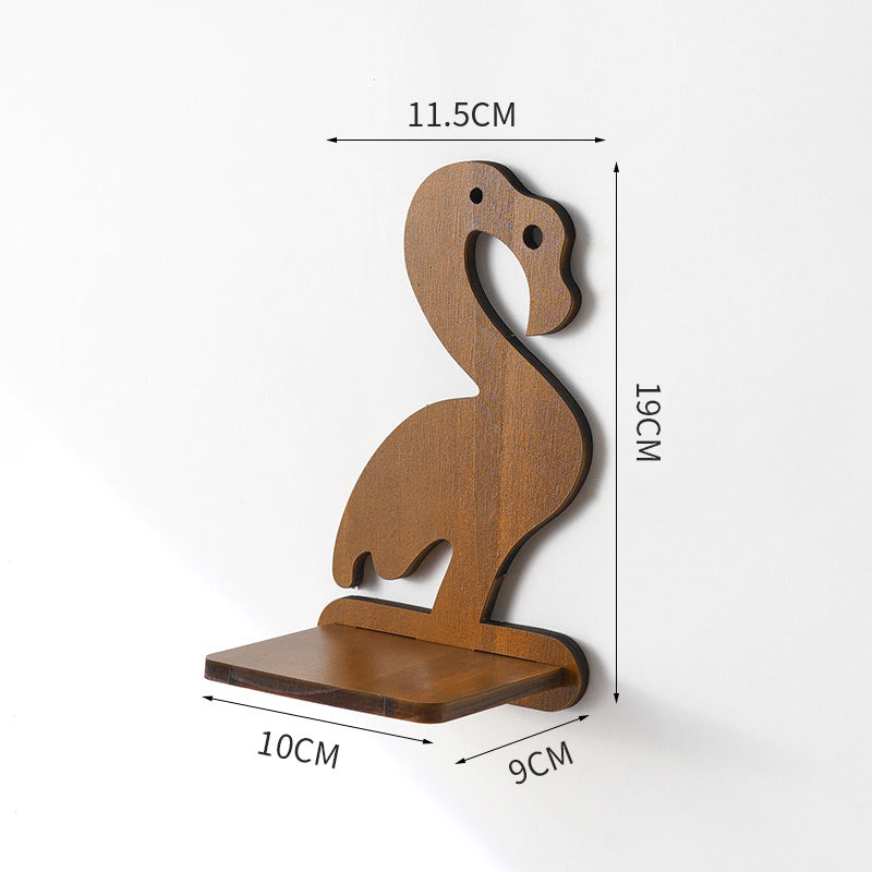 Retro Wall Home Decor Hydroponic Plant Solid Wood Shelving Flamingos deliver water bottle