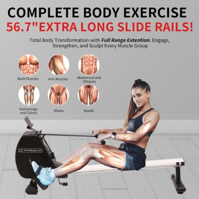 Rowing Machine 264 LBS Weight Capacity Foldable Rower For Home Use With Comfortable Seat Cushion