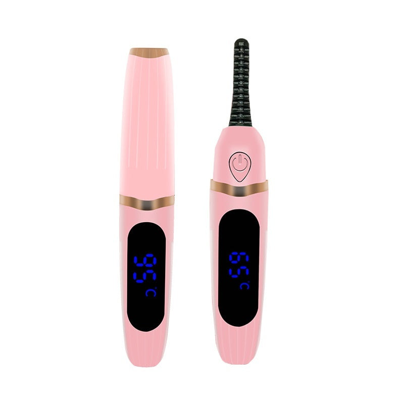 Eyelash Curler Electric Ironing Eyelash Curler Long-lasting Shaping Rechargeable Heating Ironing Machine Pink