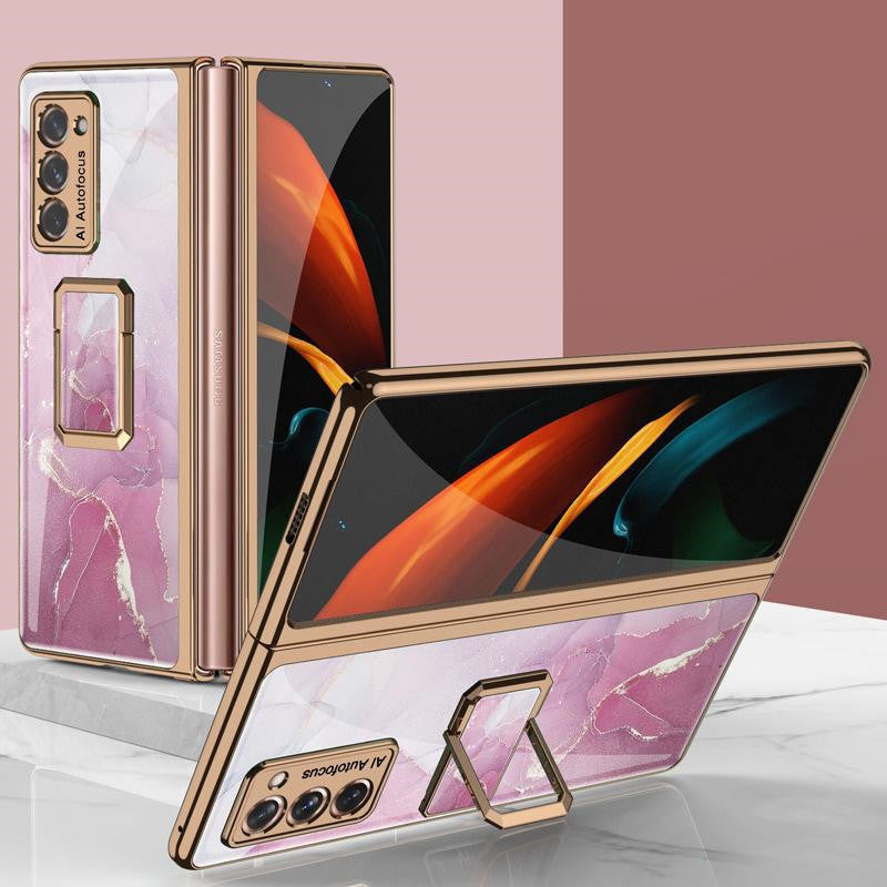 Folding Vertical Clock Phone Case Full Inclusive Personality Male Purple powder SM Galaxy Z Fold2