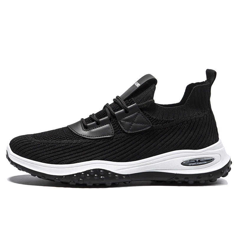 Flyknit Breathable Low Top Sports Outdoor Casual Running Tourism Flat Shoes Black