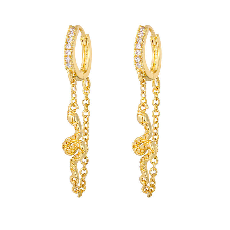 European And American Luxury Zircon Snake Stud Earrings KY0073GG