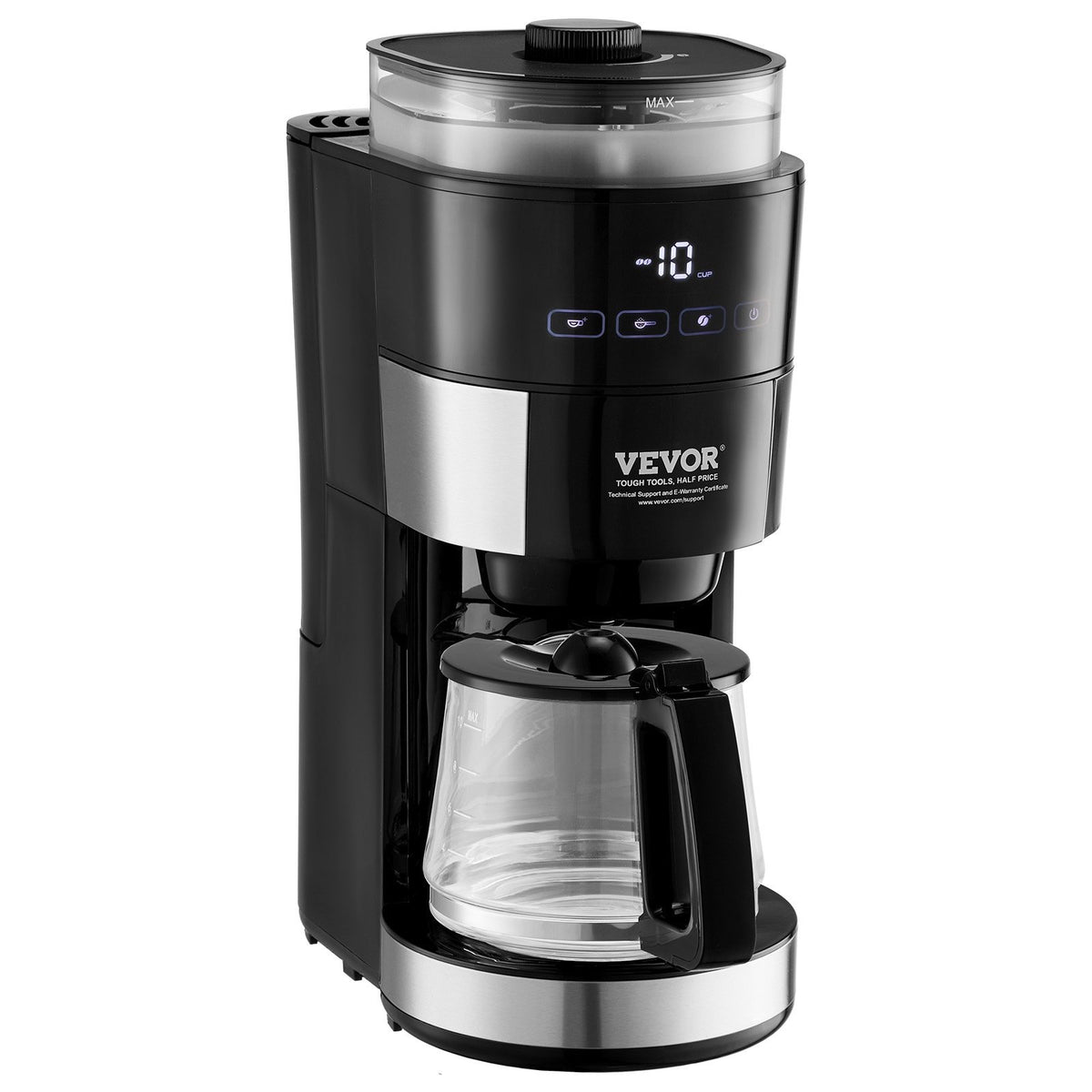 VEVOR 10-Cup Coffee Maker Drip Coffee Machine With 3 Brew Strength Control