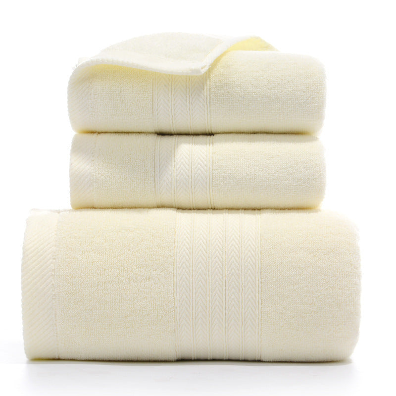 Pure Cotton Towels Three-piece With Hand Bath Towel Class Fishbone Beige 1 Bath Towel And 2 Towels