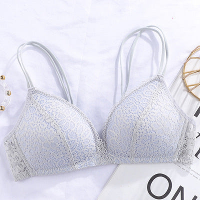 Lace Thin Clothes Without Steel Ring Push Up Bras Gray