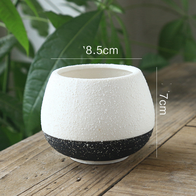 Snow Spray Glaze Black And White Breathable Creative Craft Flower Pot Style5 1PCS