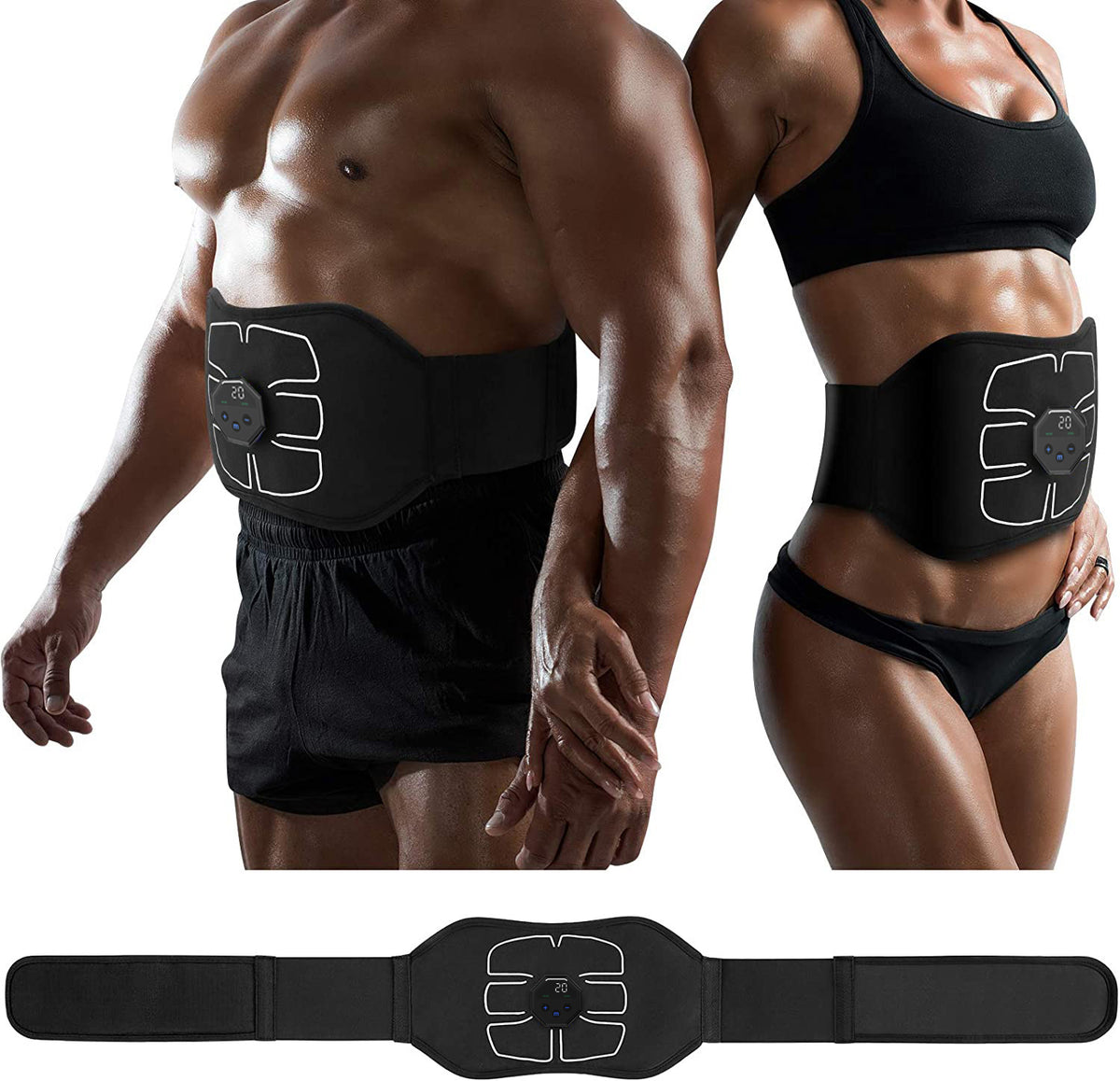 Lazy Man Abdominal Muscle Pad - Abdominal Strengthening and Toning Machine Abs Belt-Conductive Silicone White