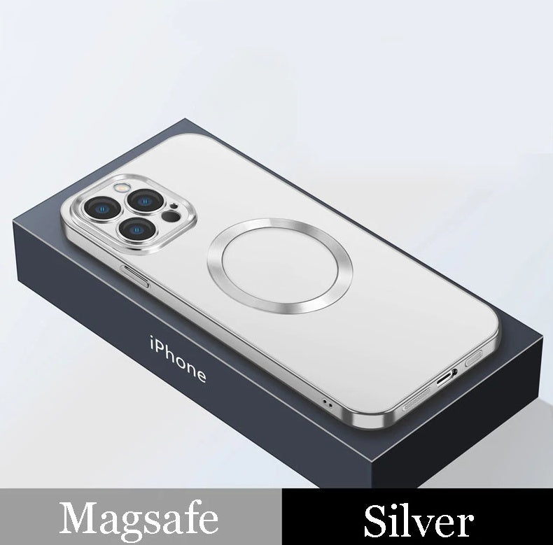 Electroplating Dust Net Wireless Charging Magsafe Magnetic Mobile Phone Case Silver