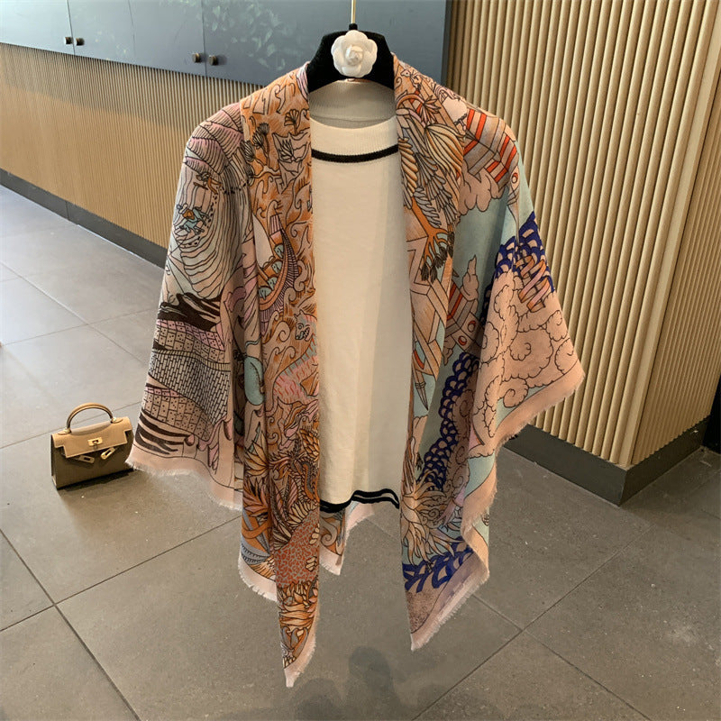 Sunscreen Large Kerchief Thin Silk Scarf Air-conditioned Room Outer Shawl MZF068 130X130cm
