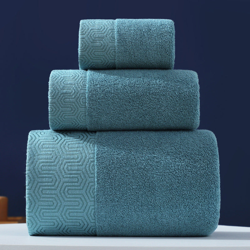 Pure Cotton Towels Three-piece With Hand Bath Towel Class Lake Water Green Color 1 Bath Towel And 2 Towels