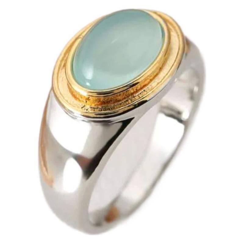 Women's Retro Gold-plated Two-color Opal High-grade Ring Silver