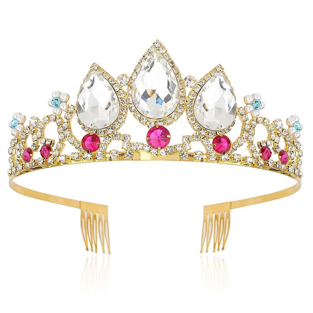 Crown Hair Ornament Water Drop Decoration Crown Girl Rhinestone Hairpin