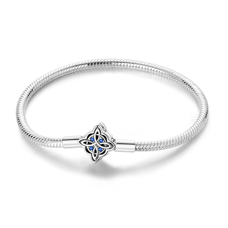 Creative Cooperized Silver Blue Zircon Snake Bones Chain Celtic Knot DIY Handmade