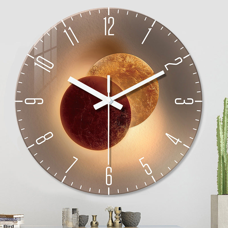 Tempered Glass Wall Clock Mute Living Room Clock Wall-mounted Decorative Clock 12 Inches Style 3