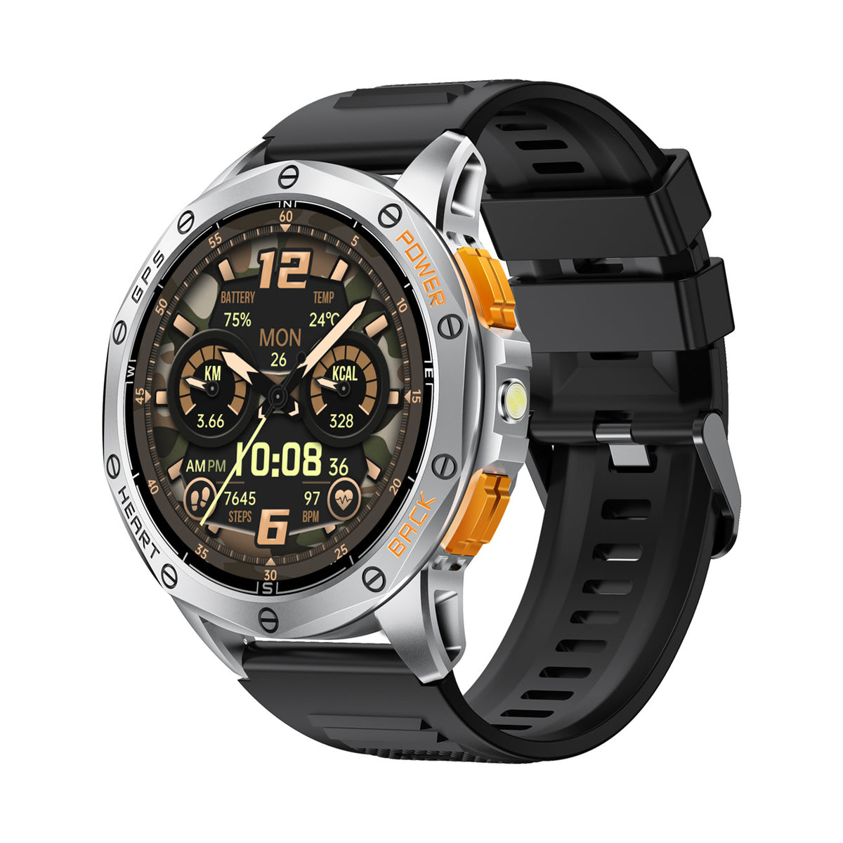 Outdoor MD53 Smart Watch GPS Waterproof Sports Watch Compass Black Silver