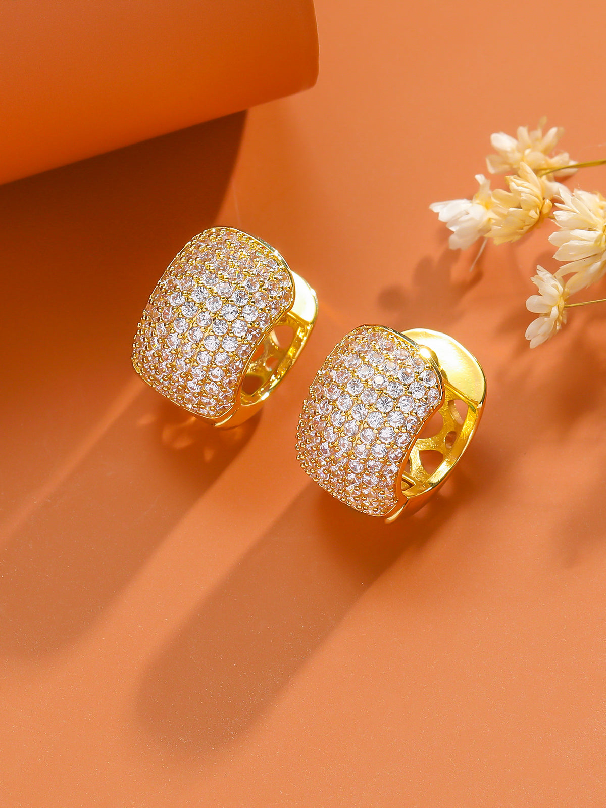 Simple Fashion Ear Clips Gold-plated Color Zircon Earrings 08 Gold Gold