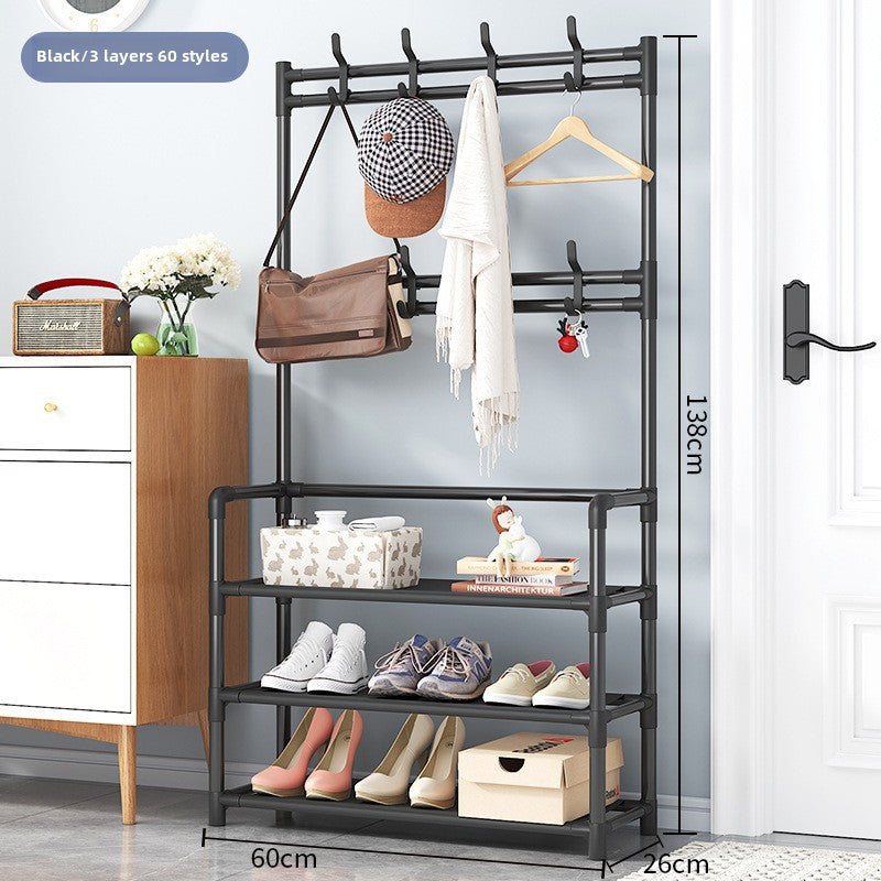 Shoe Rack Multi-layer Household Floor-standing One-piece Shoe And Hat Rack Bedroom Living Room Bag Rack Door Storage Simple Shoe Rack Black 3 layer 60cm