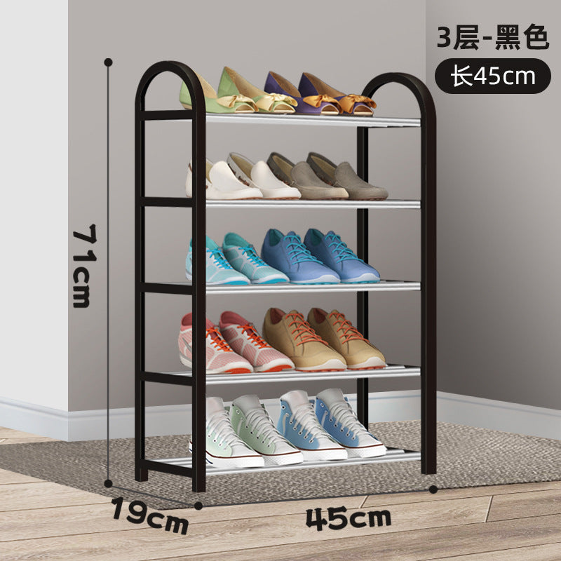 Simple Multi-layer Metal Combination Shoe Rack Household Light Luxury Space-saving Storage Cabinet Economical Small Storage Rack 45cm5 layer black box