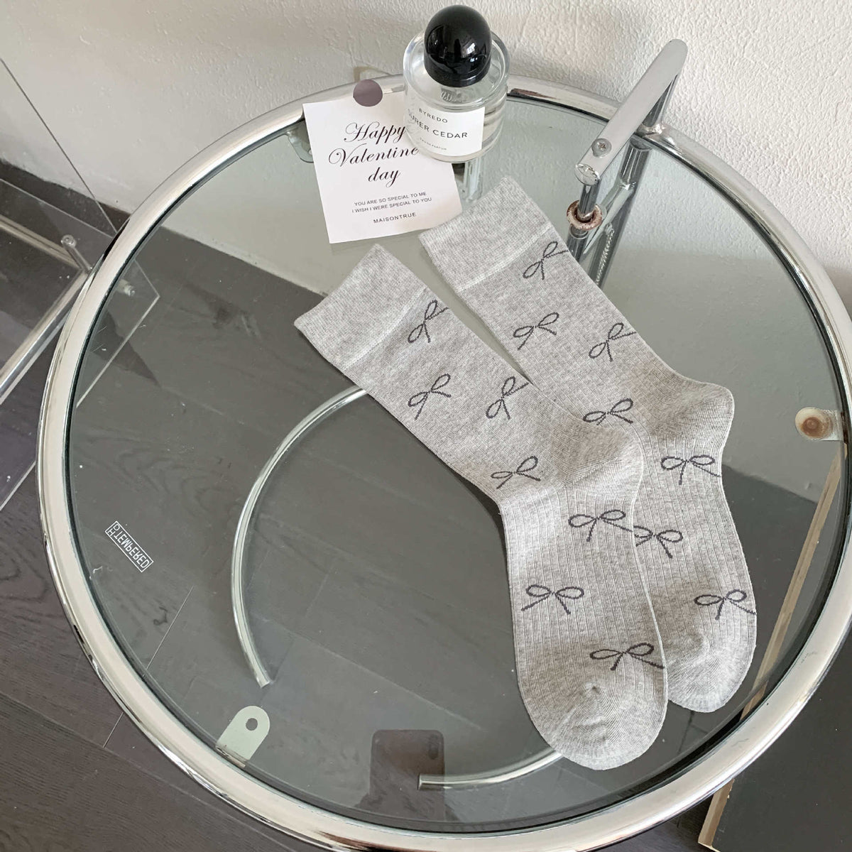 Women's Bowknot Mid-calf Length Loose Socks Light Gray