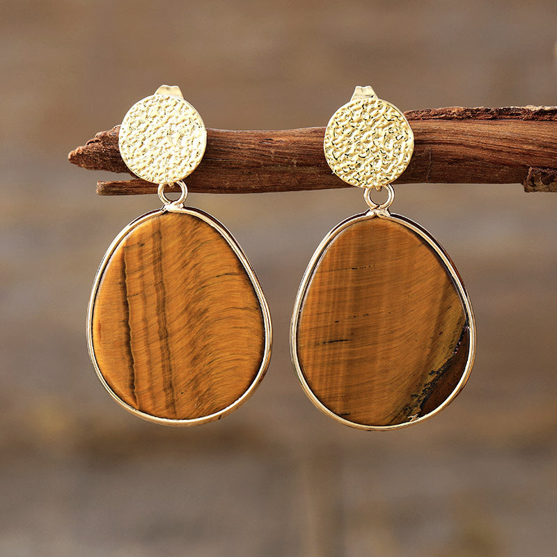 High Quality Popular Old Money Style Natural Stone Crystal Eardrops Earrings
