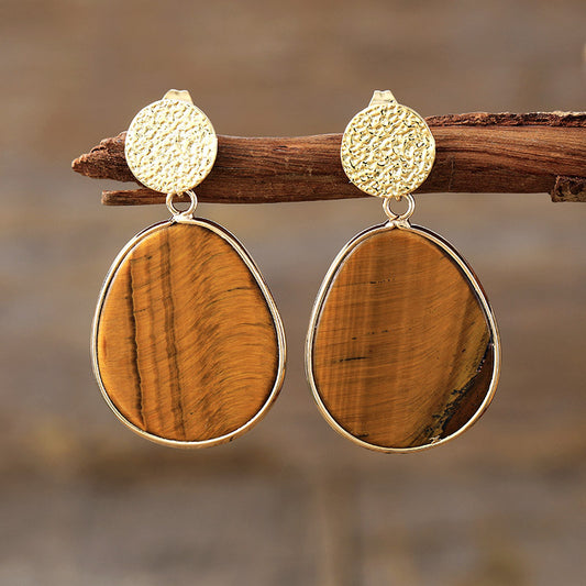 High Quality Popular Old Money Style Natural Stone Crystal Eardrops Earrings