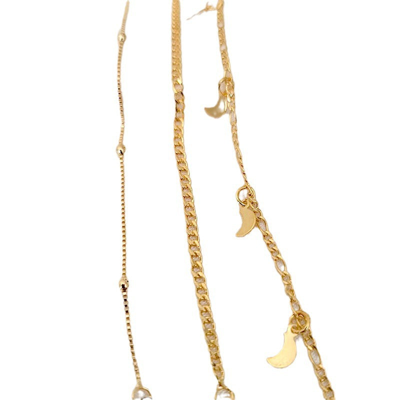 European And American Stylish Women's Simple Personality Multi-layer Anklet Suit