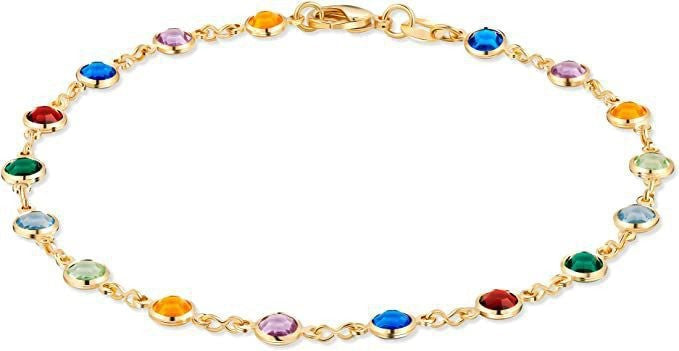 Colorful Women's Crystal Glass Round Oval Square Colored Anklet Round