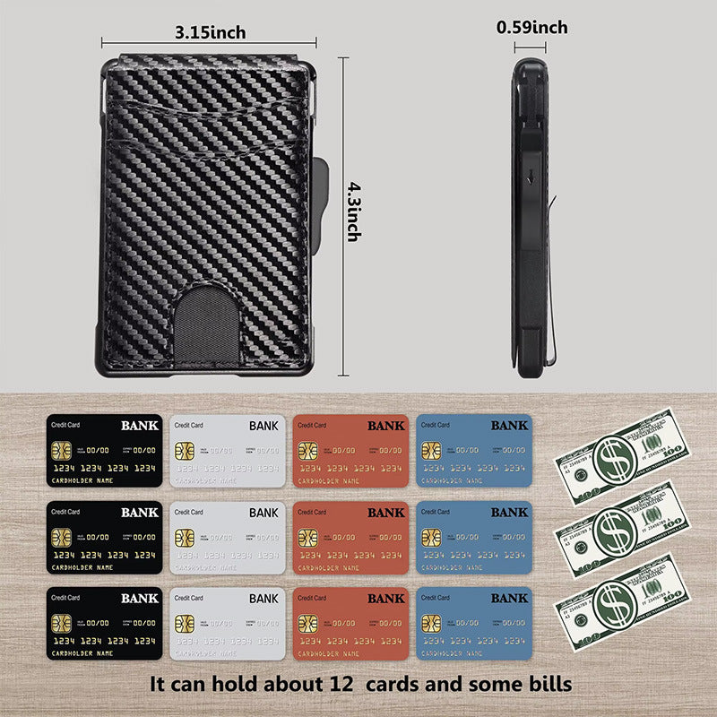 Men's Hot Sale Card Holder Metal Magnetic Flip Wallet