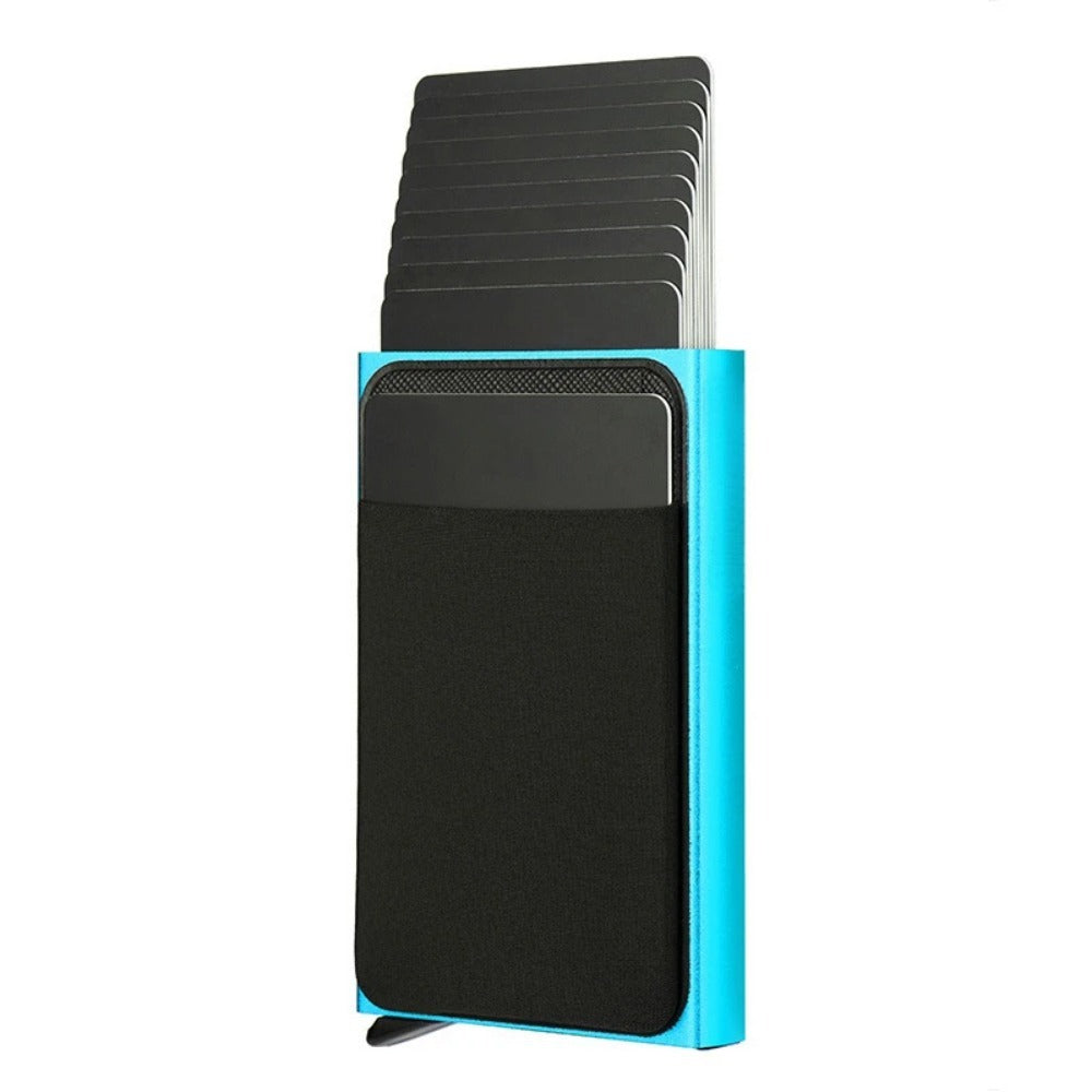 Add Purse Lycra Stickers Automatic Pop-up Anti-theft Credit Card Box Blue