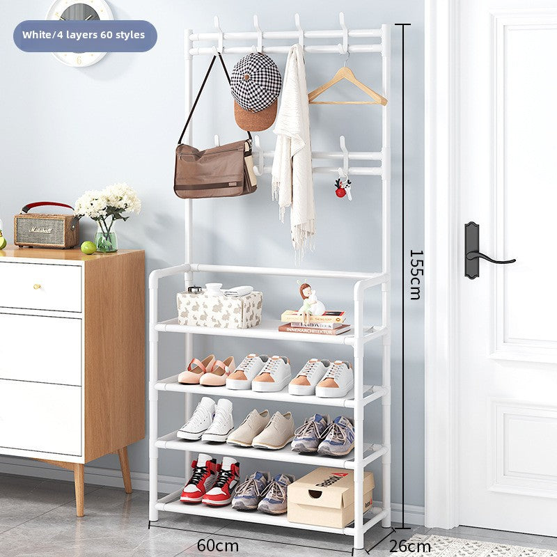 Shoe Rack Multi-layer Household Floor-standing One-piece Shoe And Hat Rack Bedroom Living Room Bag Rack Door Storage Simple Shoe Rack White 4 layer 60cm