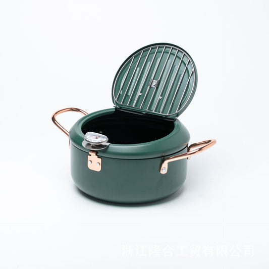 Household Temperature Controlled Tempura Japanese-style Fryer With Oil Filter Carbon Steel Non-stick Fryer Household Small Fuel-saving Small Fryer