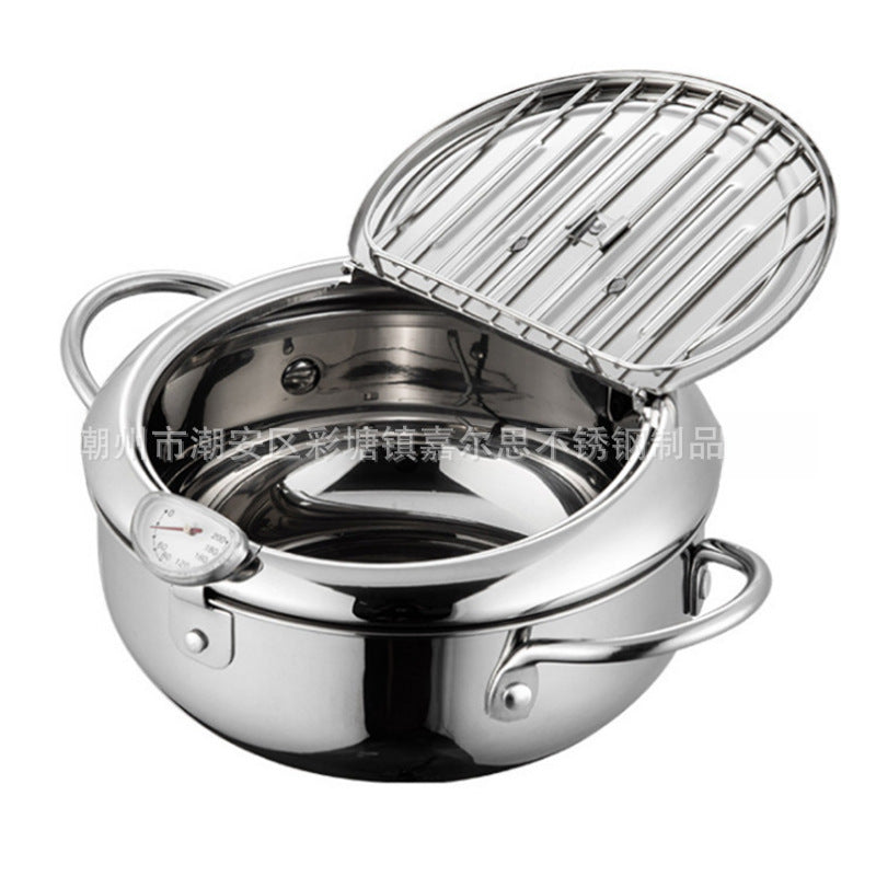 304 Stainless Steel Fryer Tempura Fryer Household Temperature Controlled Fryer Fuel Saving Source Manufacturer With Strainer