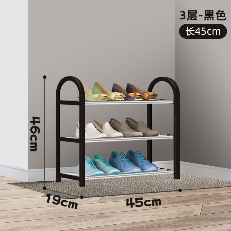 Simple Multi-layer Metal Combination Shoe Rack Household Light Luxury Space-saving Storage Cabinet Economical Small Storage Rack 45cm3 layer black box