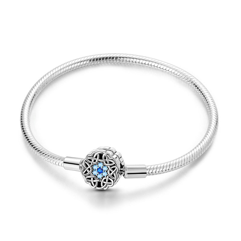Creative Cooperized Silver Blue Zircon Snake Bones Chain Celtic Knot DIY Handmade