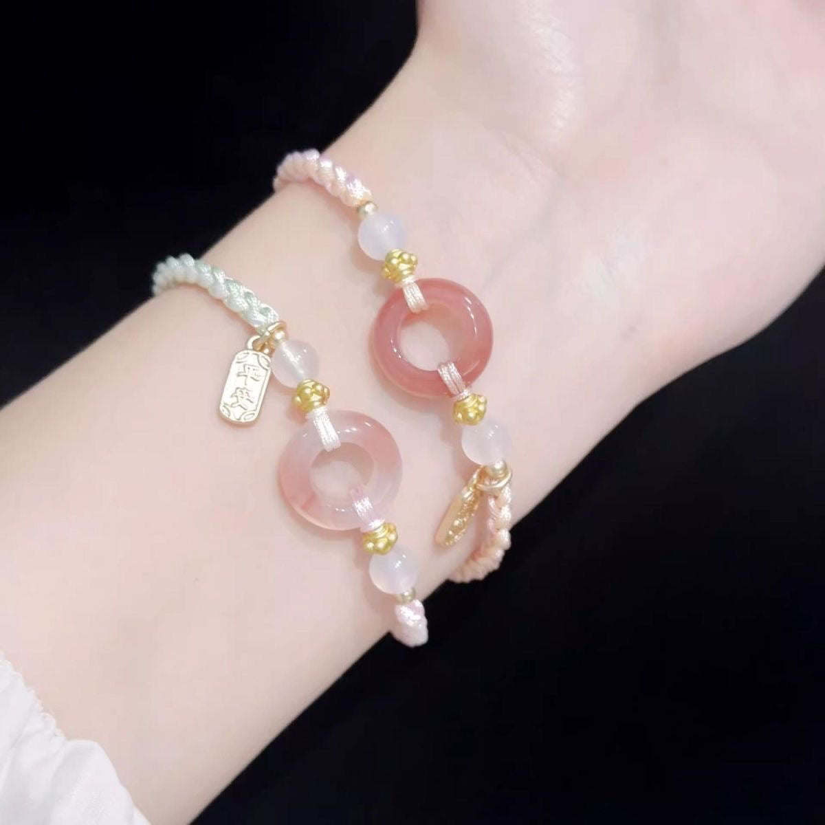 Girl Peach Blossom Color Matching Couple Safety Bracelet