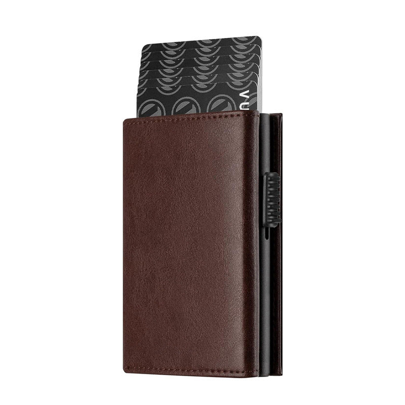 Metal Card Bag Men's RFID Anti-theft Swiping Brown