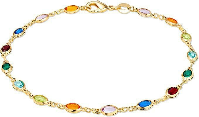Colorful Women's Crystal Glass Round Oval Square Colored Anklet Oval