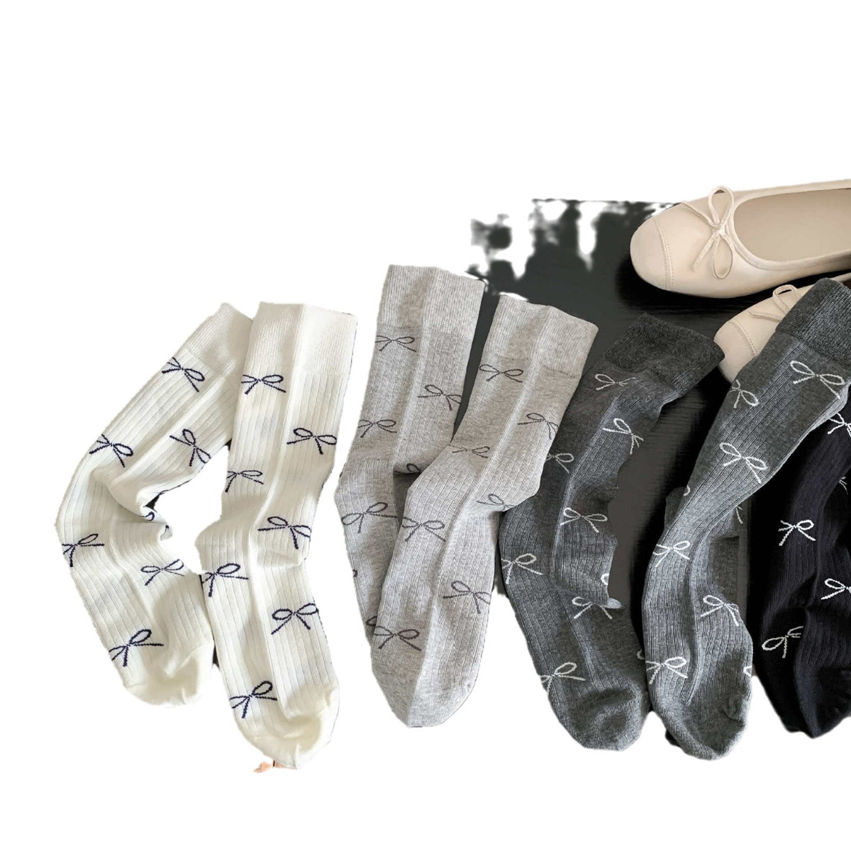 Women's Bowknot Mid-calf Length Loose Socks
