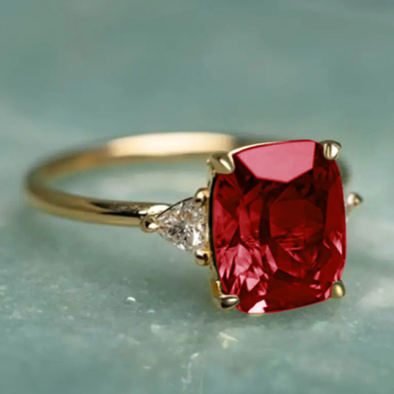 European And American Personalized Vintage Ring Red