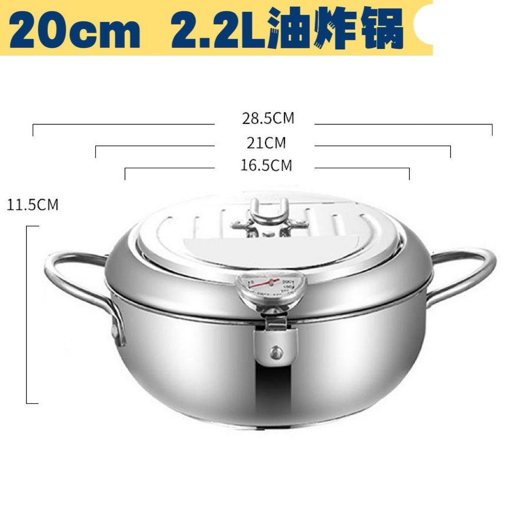 304 Stainless Steel Fryer Tempura Fryer Household Temperature Controlled Fryer Fuel Saving Source Manufacturer With Strainer 201#20cm fryer 20 pieces 1 box