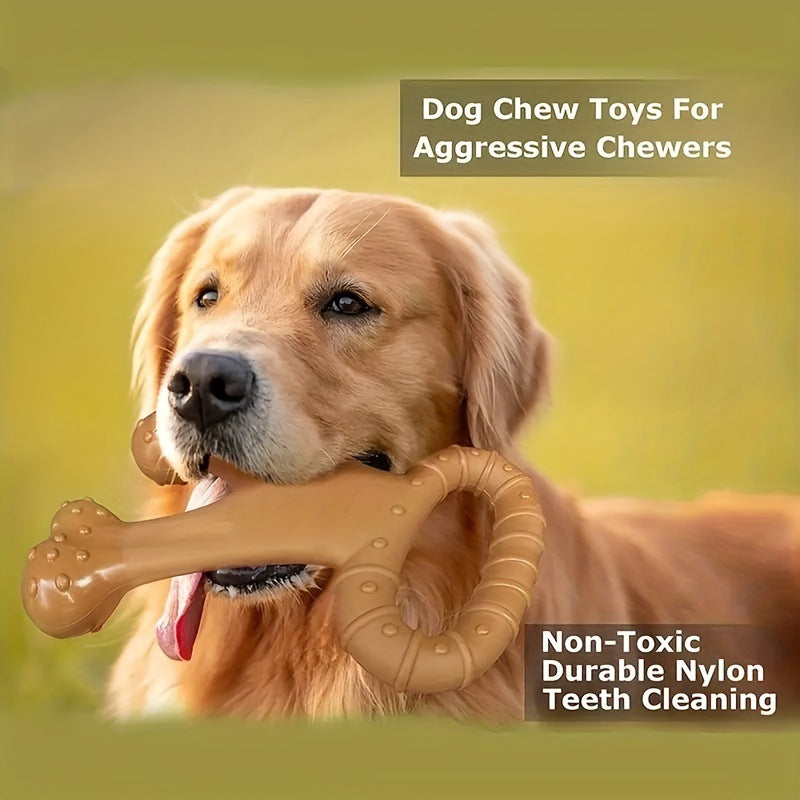 Cross-Border Popular Dog Interactive Toy Pet Chewing Dog Bite Artificial Nylon Toy Molar Dog Bone Ring Beef taste