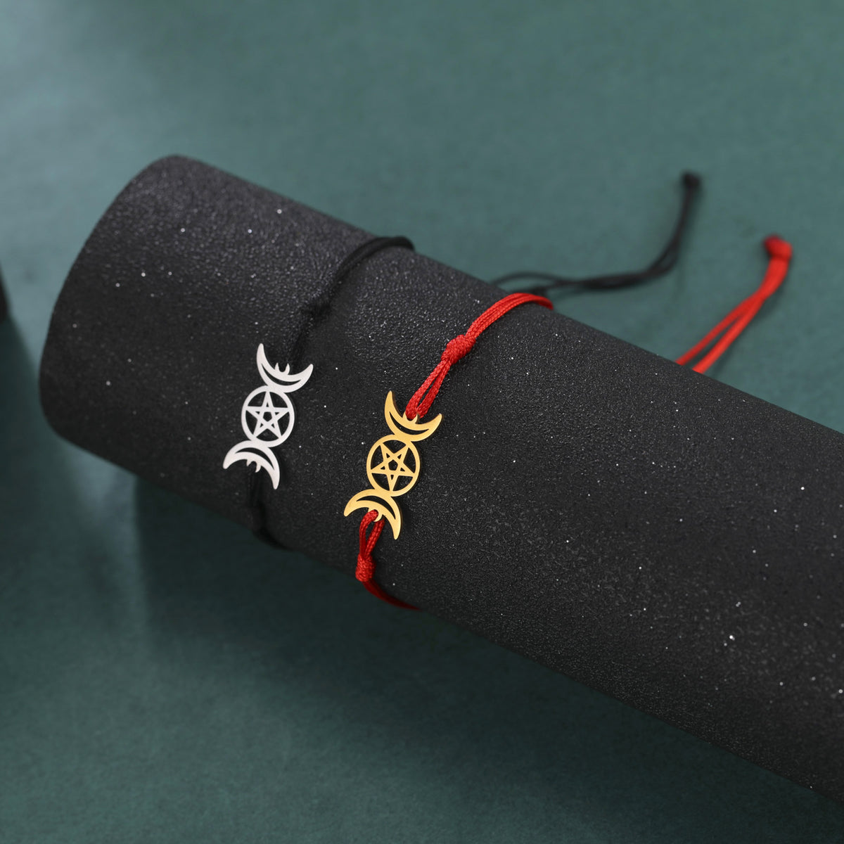 Cartoon Fashion Girlfriends Same Style Hollow-out Double Crescent Pentagram Jade Thread Bracelet