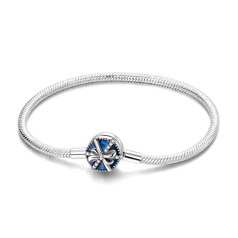 Creative Cooperized Silver Blue Zircon Snake Bones Chain Celtic Knot DIY Handmade