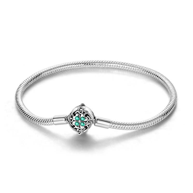 Creative Cooperized Silver Blue Zircon Snake Bones Chain Celtic Knot DIY Handmade