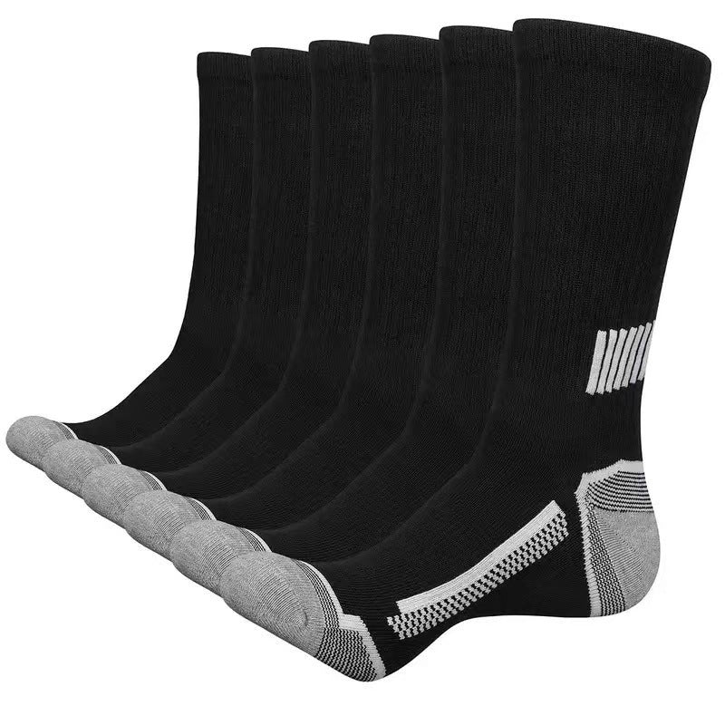 Men's Simple Basketball Mid-calf Socks Black 42To47