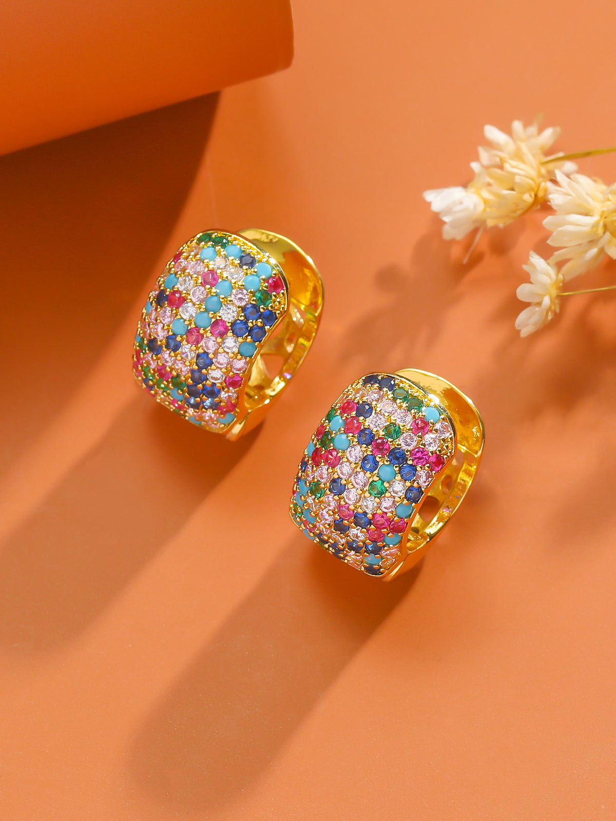 Simple Fashion Ear Clips Gold-plated Color Zircon Earrings 08 Gold Diamond