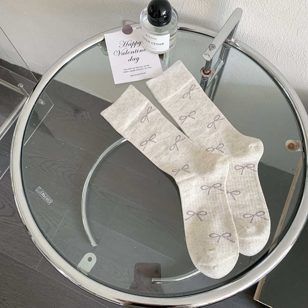 Women's Bowknot Mid-calf Length Loose Socks Grains Of Oats